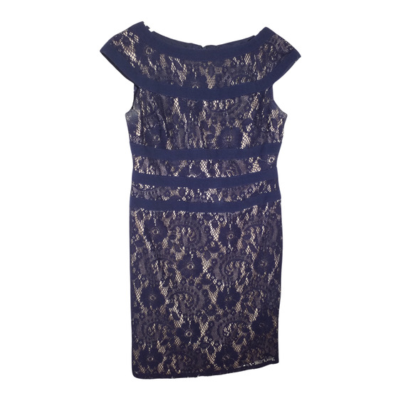 Adrianna Papell Petite Dress 4P Blue Sleeveless Lined Back Zip Stretch - Picture 3 of 5